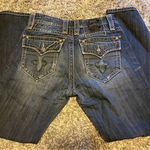 Dark Blue Rock Revival straight jeans, 33x32